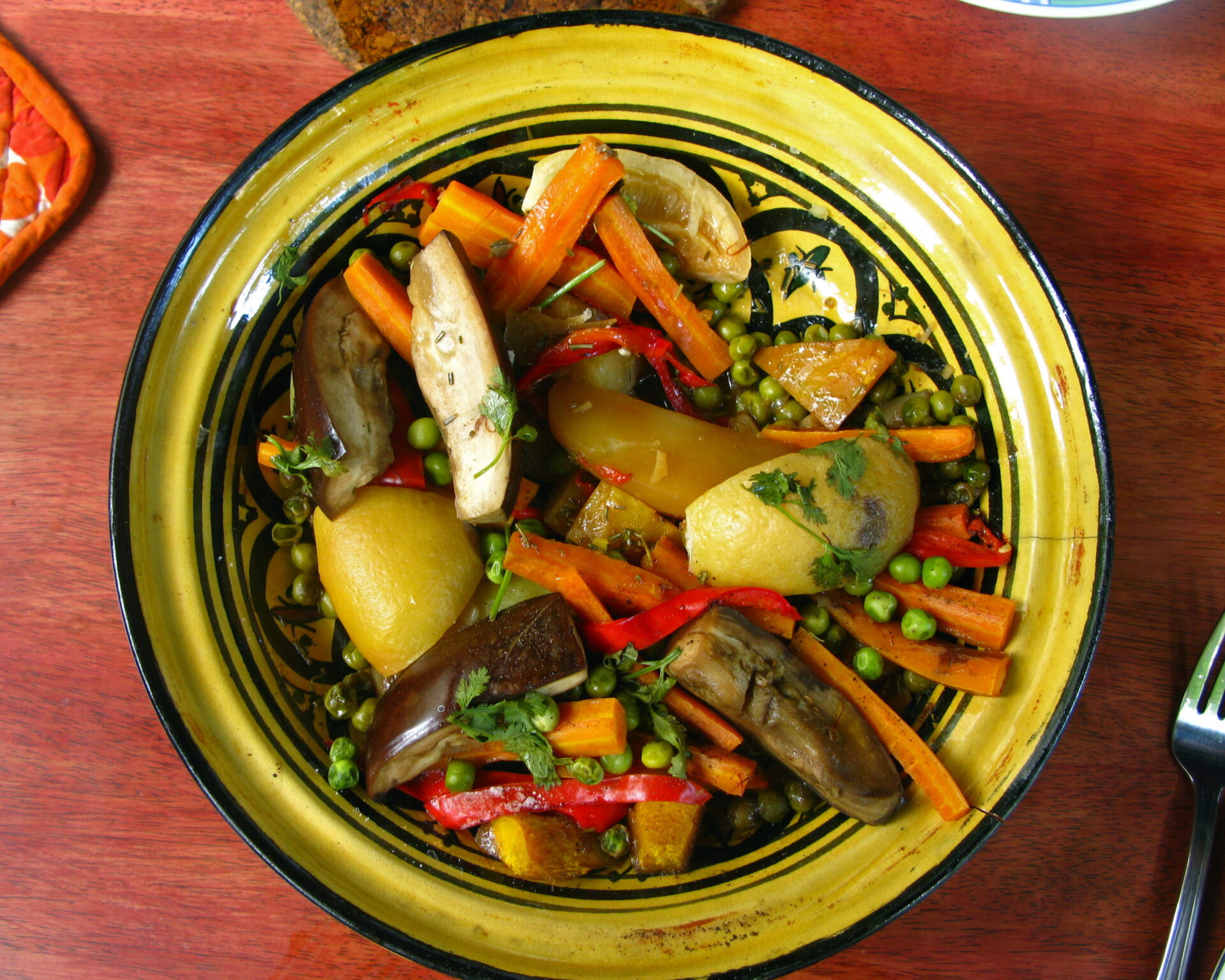 Vegetable Tagine - A traditional Moroccan cooking vessel used for slow-simmering tender vegetables in a flavorful stew.