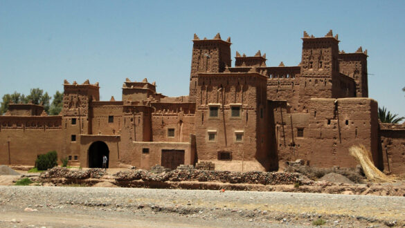 Amerhidil Qasbah - A 15th-century qasbah nestled within a lush palm grove near Skoura, Morocco, showcasing traditional Moroccan architecture and serene natural surroundings