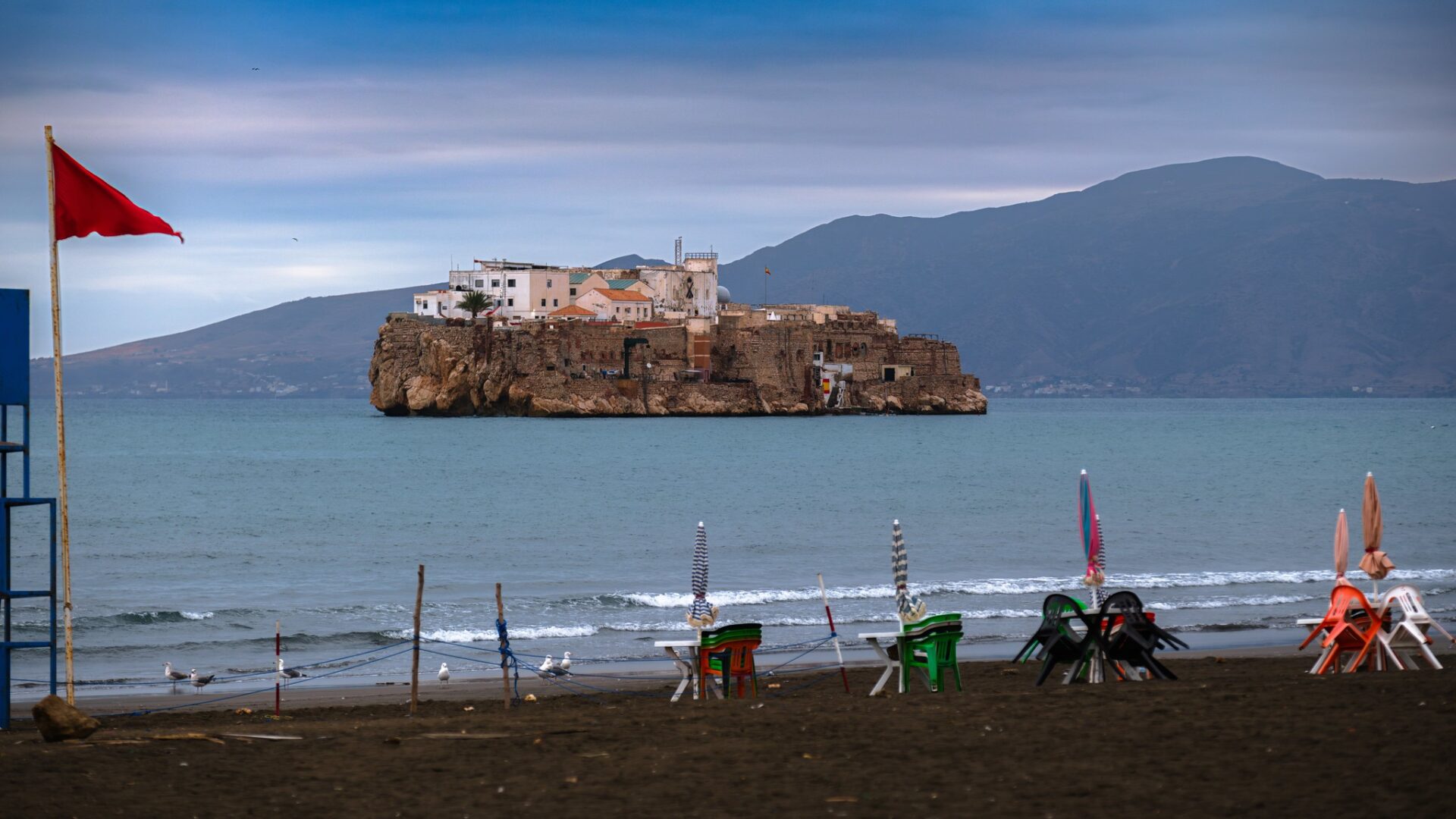 The Peñón de Alhucemas is a Spanish rock formation located off the coast of Morocco.