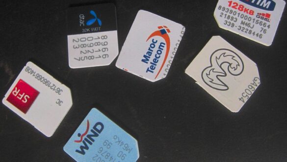 Image of Maroc Telecom SIM cards with 'Internet 3G Jawal' label, symbolizing connectivity options for travelers in Morocco.